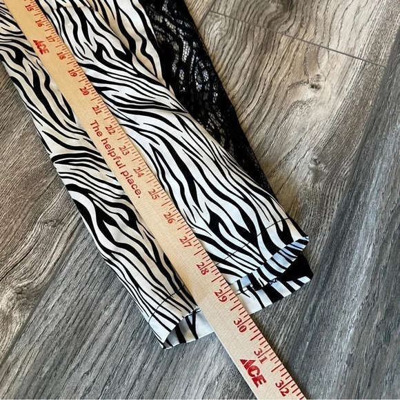 vintage FREDERICKS OF HOLLYWOOD Satin Zebra Pants Lace Side Panel Size Small - Picture 8 of 10